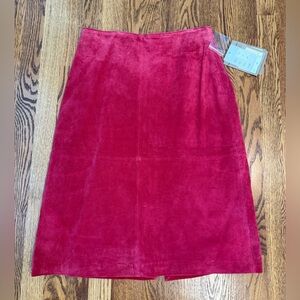 AR Bernardo NWT Red Suede Leather Knee Length Skirt Sz 10